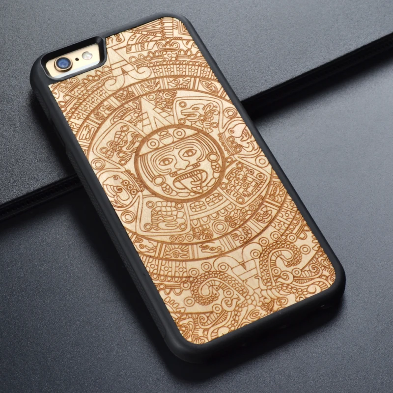 

Aztec Phone Case For Samsung S7 edge S8 PLUS Wooden Cover For Sony Z4 Z5 Maple Wood Carving Retro Phone Case
