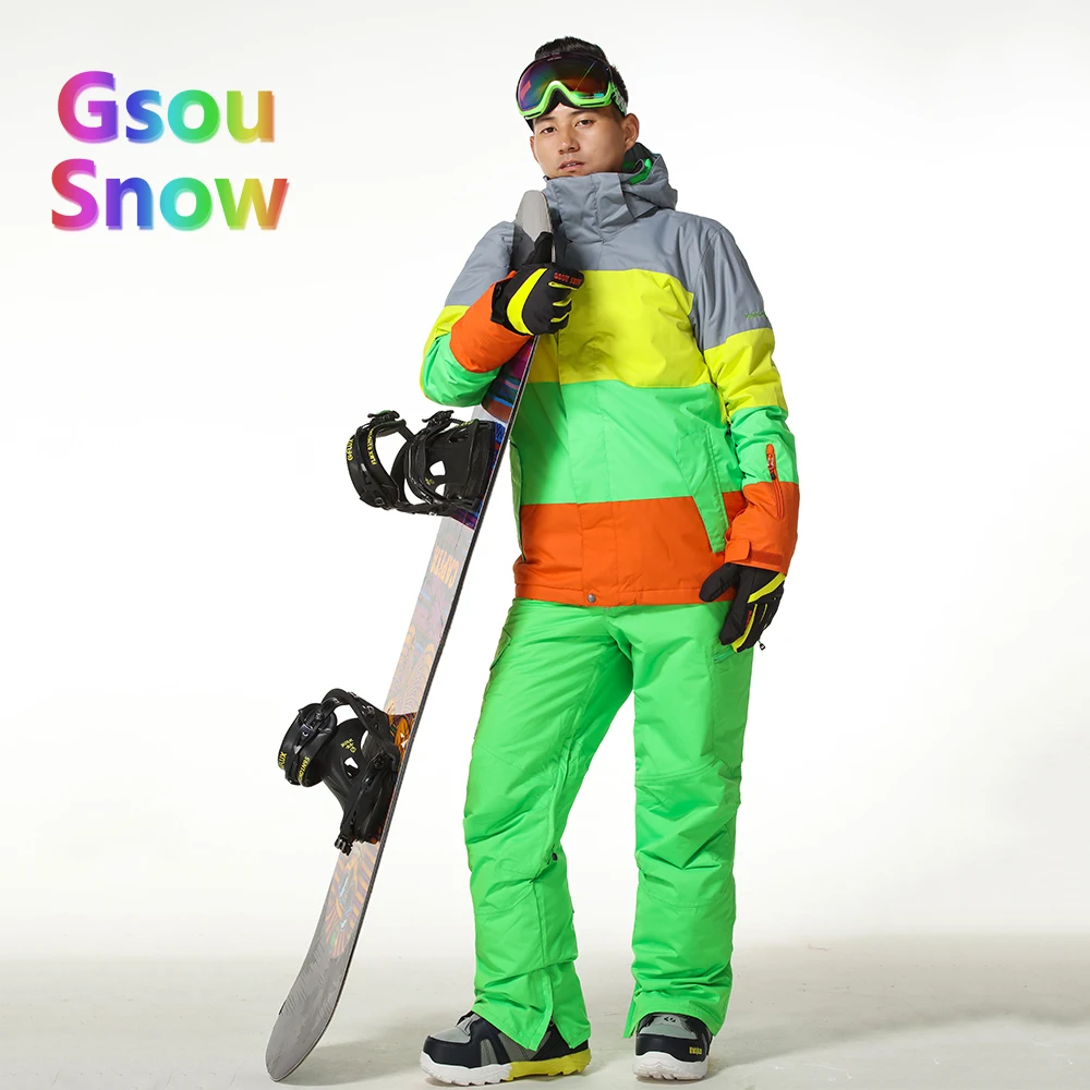 Gsou Sonw Outdoor Sports Winter Men's Skiing Clothing Snowboarding Sets Warmer Ski Jackets Waterproof Ski Pants Suits