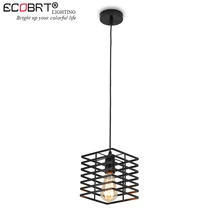 Modern Black Iron Hanging Cube Cage Vintage Lamp Led Pendant Light Bulb E27 Dining Room Restaurant Counter Industrial Loft Retro Modern Black Iron Hanging Cube Cage Vintage Lamp Led Pendant Light Bulb E27 Dining Room Restaurant Counter Industrial Loft Retro