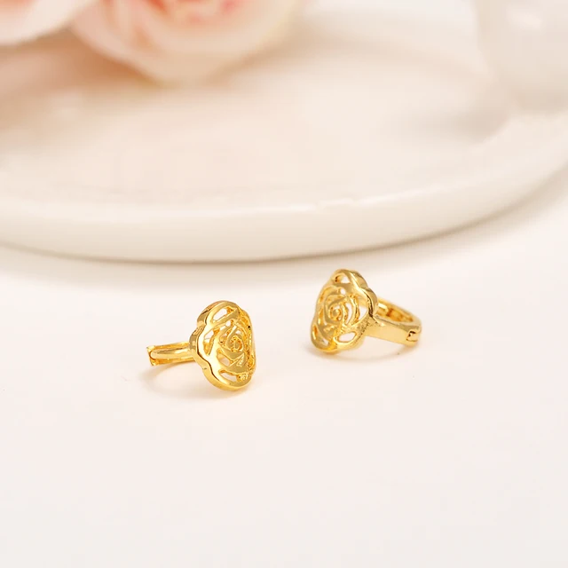 2 Pairs Small Clip Earrings Flower For S Womens Gold Color 2 Pairs Small Clip Earrings Flower For S Womens Gold Color Fashion Plant Jewelry Arab