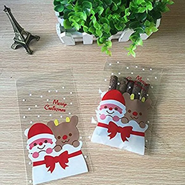 Лучшие 100 шт сумки для конфет милый мешок саше шаблон мешок Санта-Клауса мешок для конфет Печенье Шоколад конфеты подарок B
