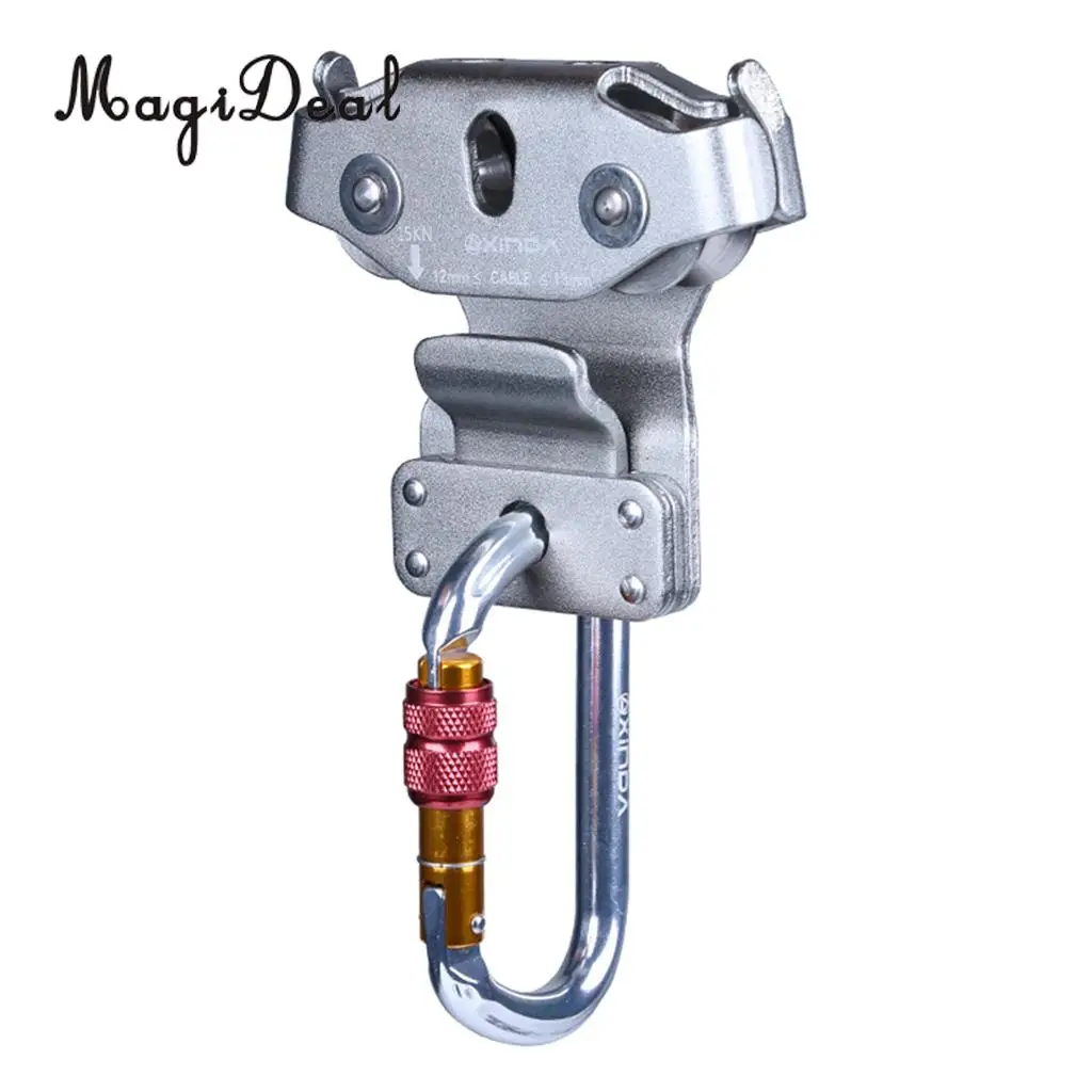 

Professional Zip Line Cable Trolley Outdoor Rock Climbing Dual Pulley 15KN with Carabiner Outdoor Sports Hardware Tool