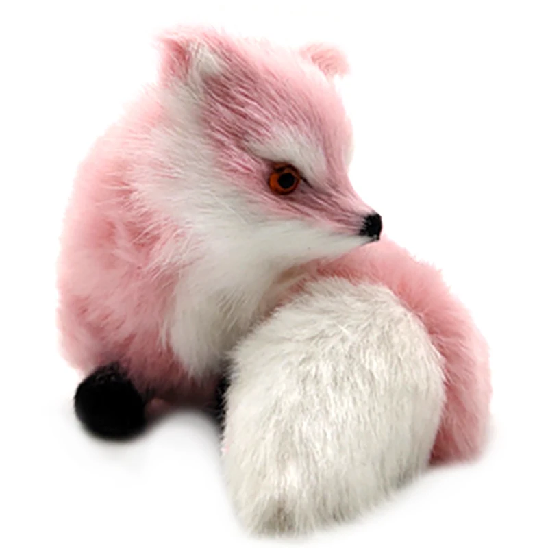 1pcs Mini Small Simulation Fox Toy Squatting Fox Model Home Decoration  Wedding Birthday Gift Stuffed Plush Toys White