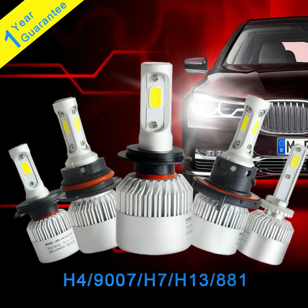 2 шт. H4 LED H7 H13 9007 881 Автомобильные светодиодные фары 72 Вт 8000LM Hi/Lo луч лампы