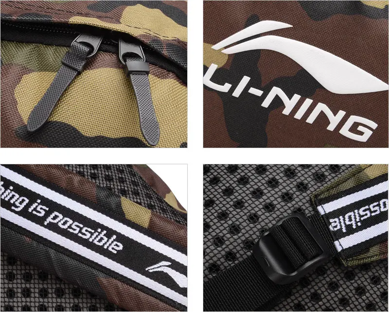 Li-Ning унисекс трендовые рюкзаки 430*330*115 мм полиэстер регулируемый ремень подкладка спортивные походные сумки рюкзак ABSP182 BBF280