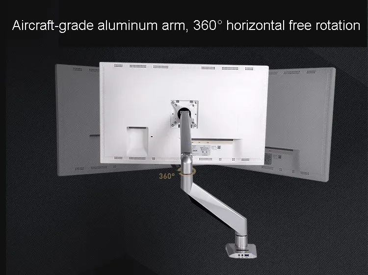 Loctek D7H Алюминий газ пружинный полный рабочий стол монитор держатель все-в-одном ПК Гора Arm нагрузки 9-20kgs с аудио и USB Порты и разъёмы