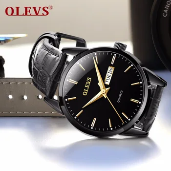 

New Luxury Brand OLEVS Men Fashion Casual Watches Men's Business Office Quartz Clock Women Leather Strap Sports Wrist Watch