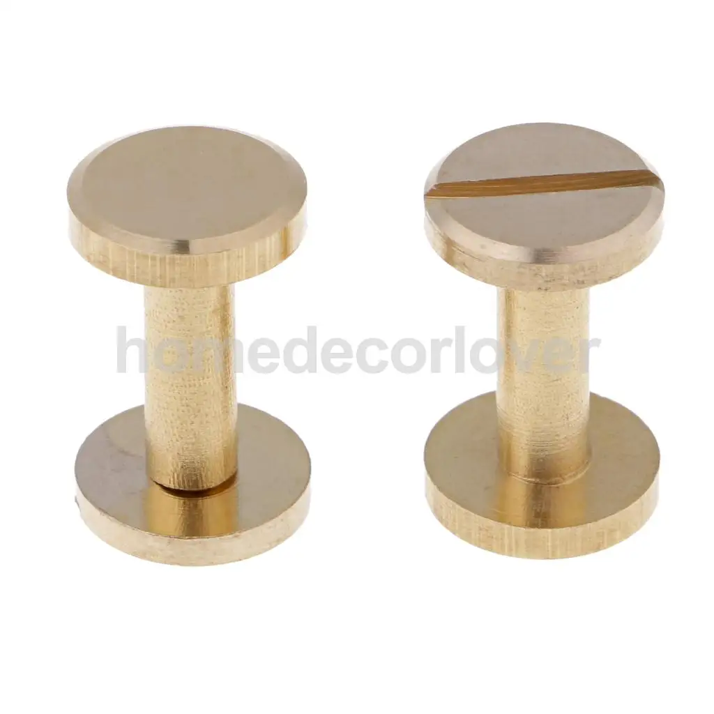 6 Sets Solid Brass Flat Round Head Stud Screwback Leather Craft Chicago Screws