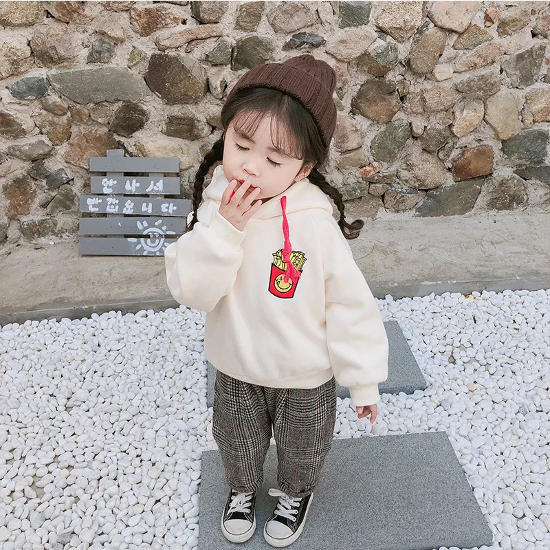 Baratos 2018 Otoño e Invierno estilo coreano de algodón clásico terciopelo grueso all match plaid pantalones largos para niñas y niños lindos y dulces