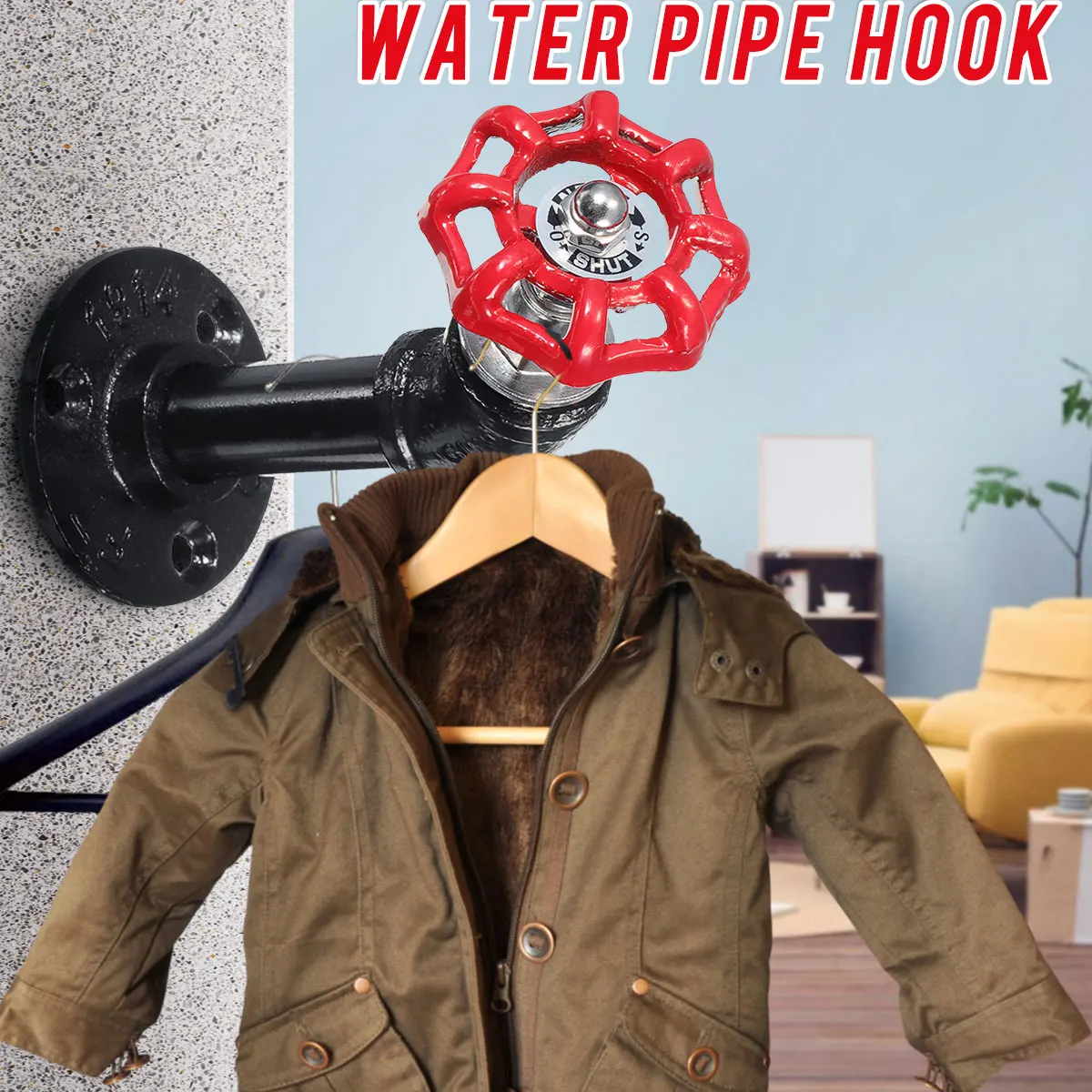 

Decorative Hooks Urban Industrial Style Iron Water Pipe Wall Hook Retro Water Pipe Hook Metal Iron Hooks Costume Stands 80x150mm