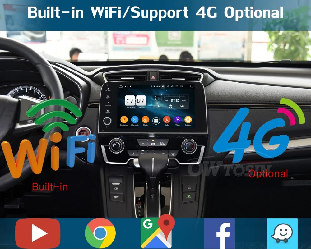 Excellent 9" IPS Android 9.0 Octa 8Core 4GB RAM+64GB ROM Car DVD Radio Player GPS For HONDA CRV CR-V 2017 DSP CarPlay Parrot BT Stereo 9