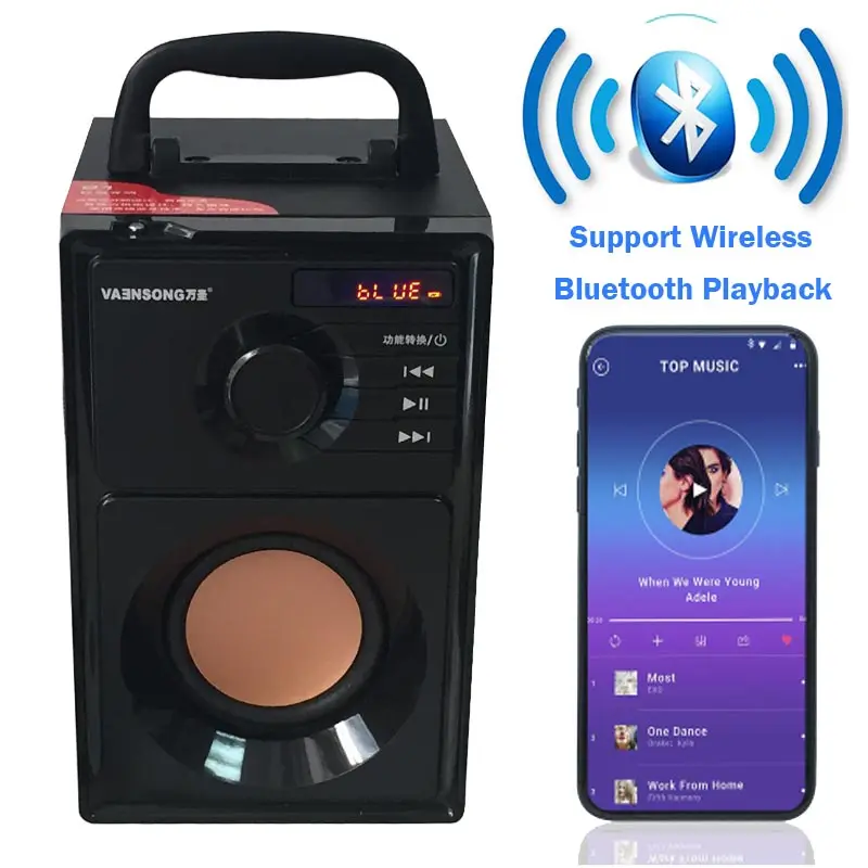 HiFi 2.1 Stereo Wooden Subwoofer Bluetooth Speaker FM Radio Portable Speakers Mp3 Play Super Bass Loudspeaker Computer Column
