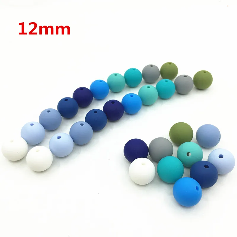 BPA бесплатно 15 мм Силиконовые Бусины, Мама Силиконовые Ожерелье-прорезыватель бусины, 100 шт/партия силиконовые бусины для прорезывания зубов - Цвет: boy colors-12MM