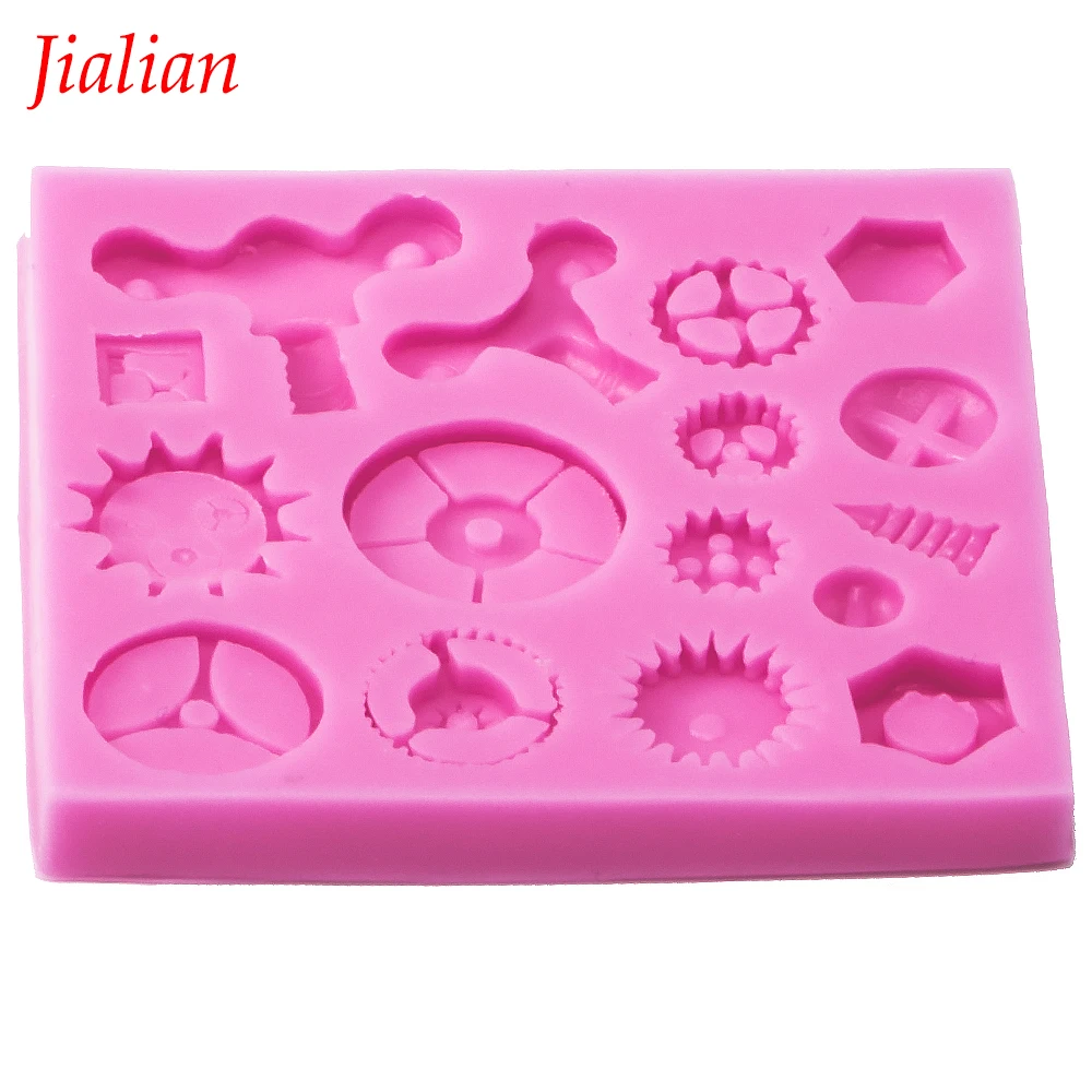 Jialian шестерни и колеса силиконовые формы для помадки шоколад выпечки инструменты для украшения для тортов FT-0576