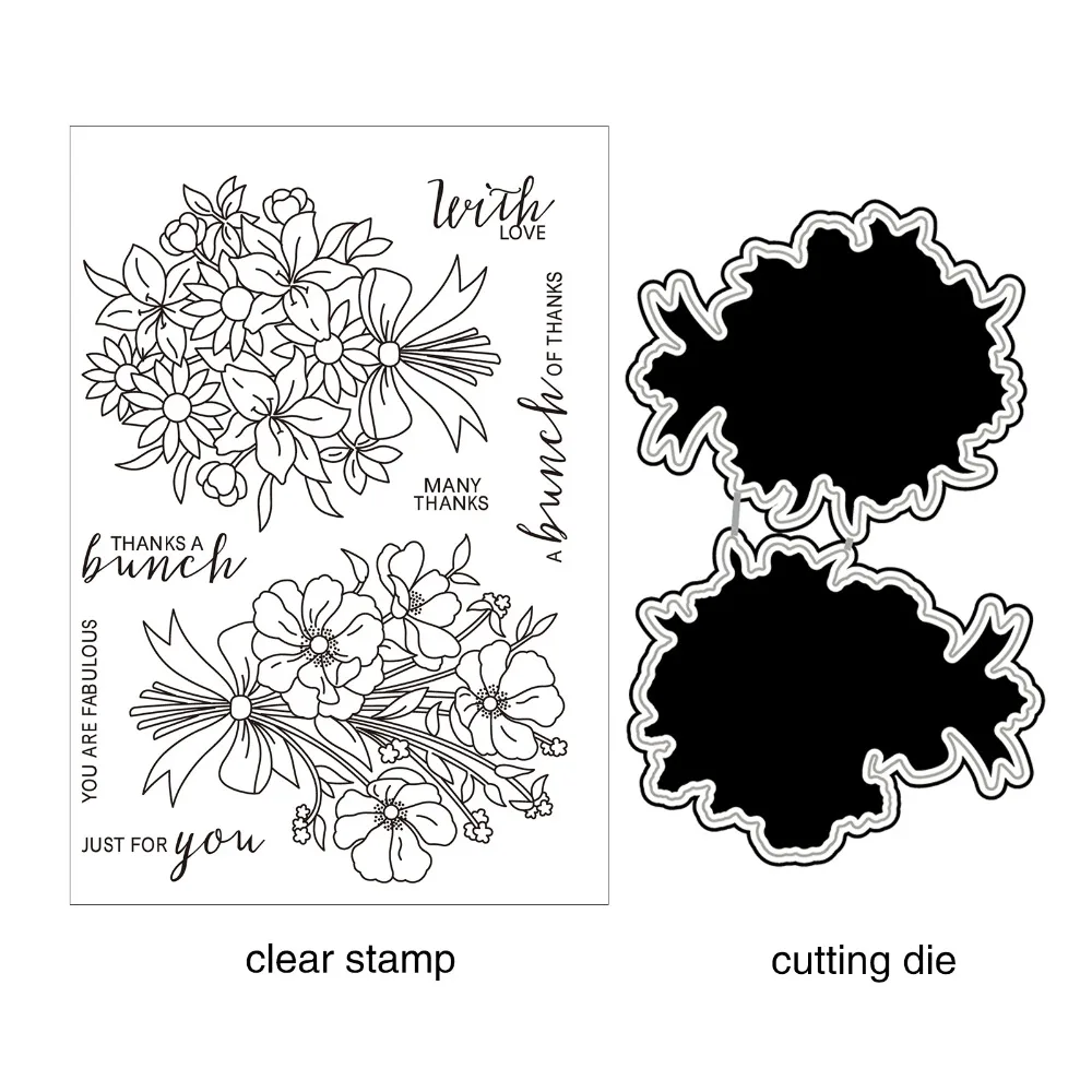 Girl Flower Bouquet Bow Motorcycle Clear Rubber Stamps for Scrapbooking Card Making Birthday Craft Valentines Day Stamps