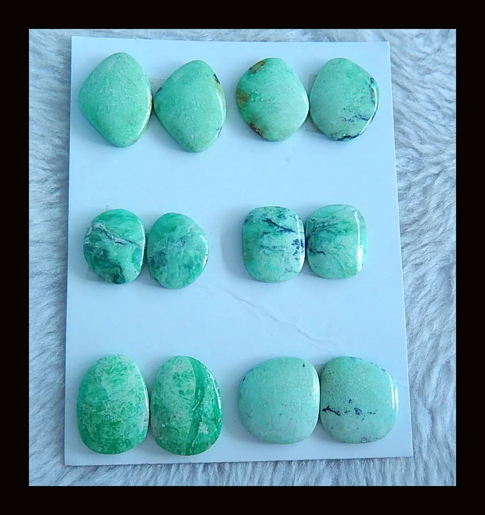 

6 Pairs Of Natural stone Turquoise Cabochon Pairs,21x16x4/16x13x4mm,24.87g