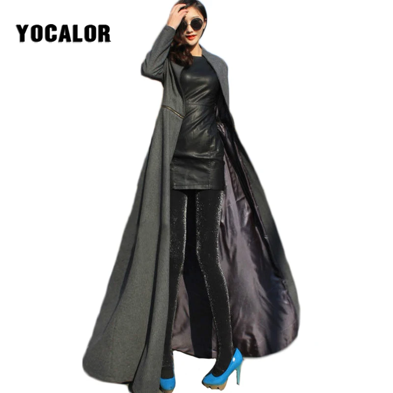 2018 Autumn Winter Floor Length Trench Coat Women Parka