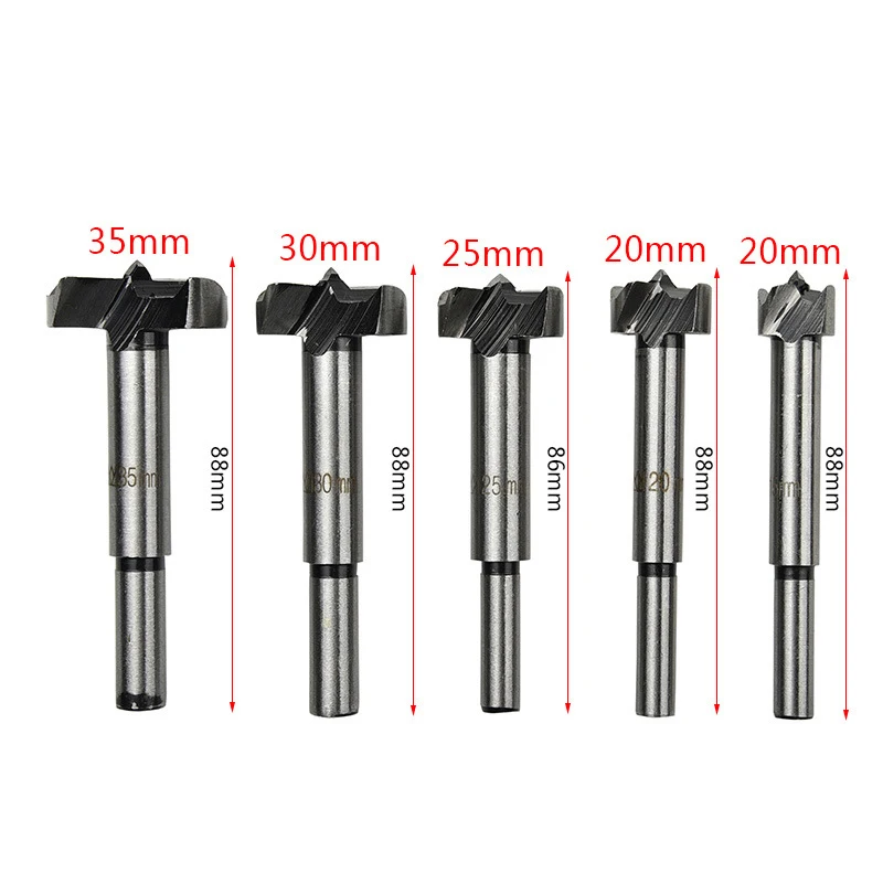 02 MPT 5Pcs Wood Drill Bit Set Forstner Auger Drill Bit Woodworking Hole Saw Wooden Wood Cutter Dia 15 20 25 30 35mm Round Shank