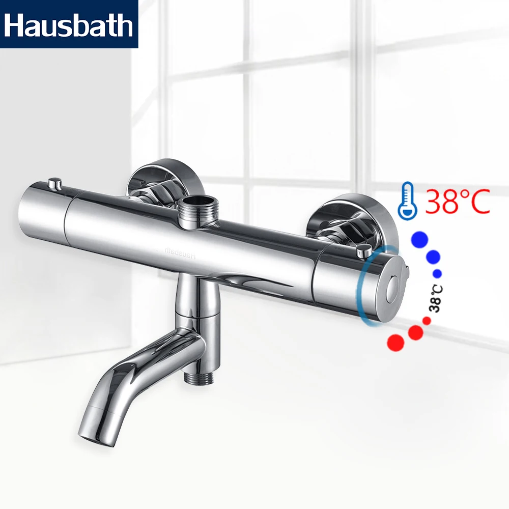 

Bath Thermostatic Shower Faucet Mixer Valve Temperature Control Bathroom Shower Faucet Wall Mounted Chrome Finishing