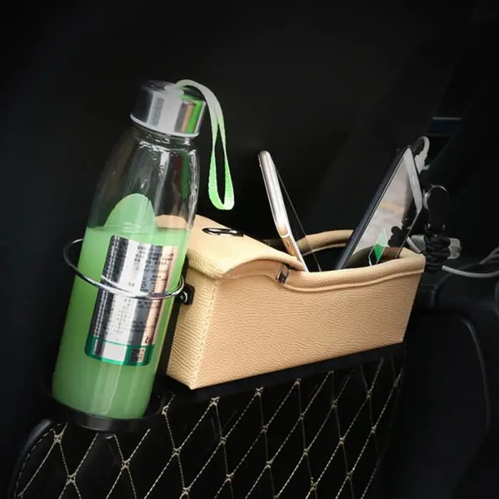 Автомобильная карманная многофункциональная Коробка органайзер Герметичная сумка для хранения с держателем для напитков NR