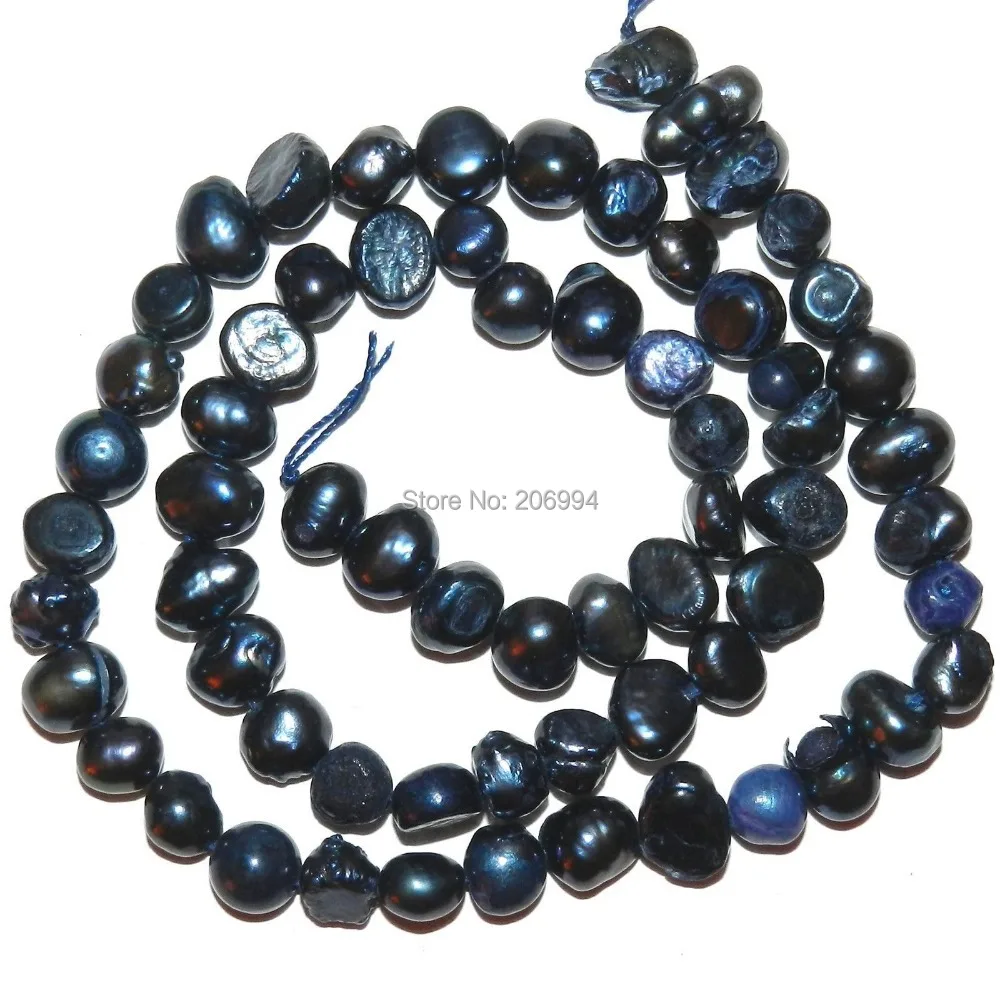 

free shipping Dark Blue Cultured Freshwater Pearl 5-6mm Flat Baroque Bead 14" 4pc/lot fashion jewelry