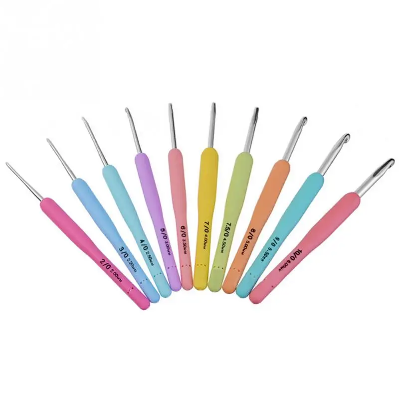 

14cm Multicolor Soft Silicone Knitting Needles Crafts Handle Ergonomic Grip Aluminum Crochet Hooks set For Loom Tool