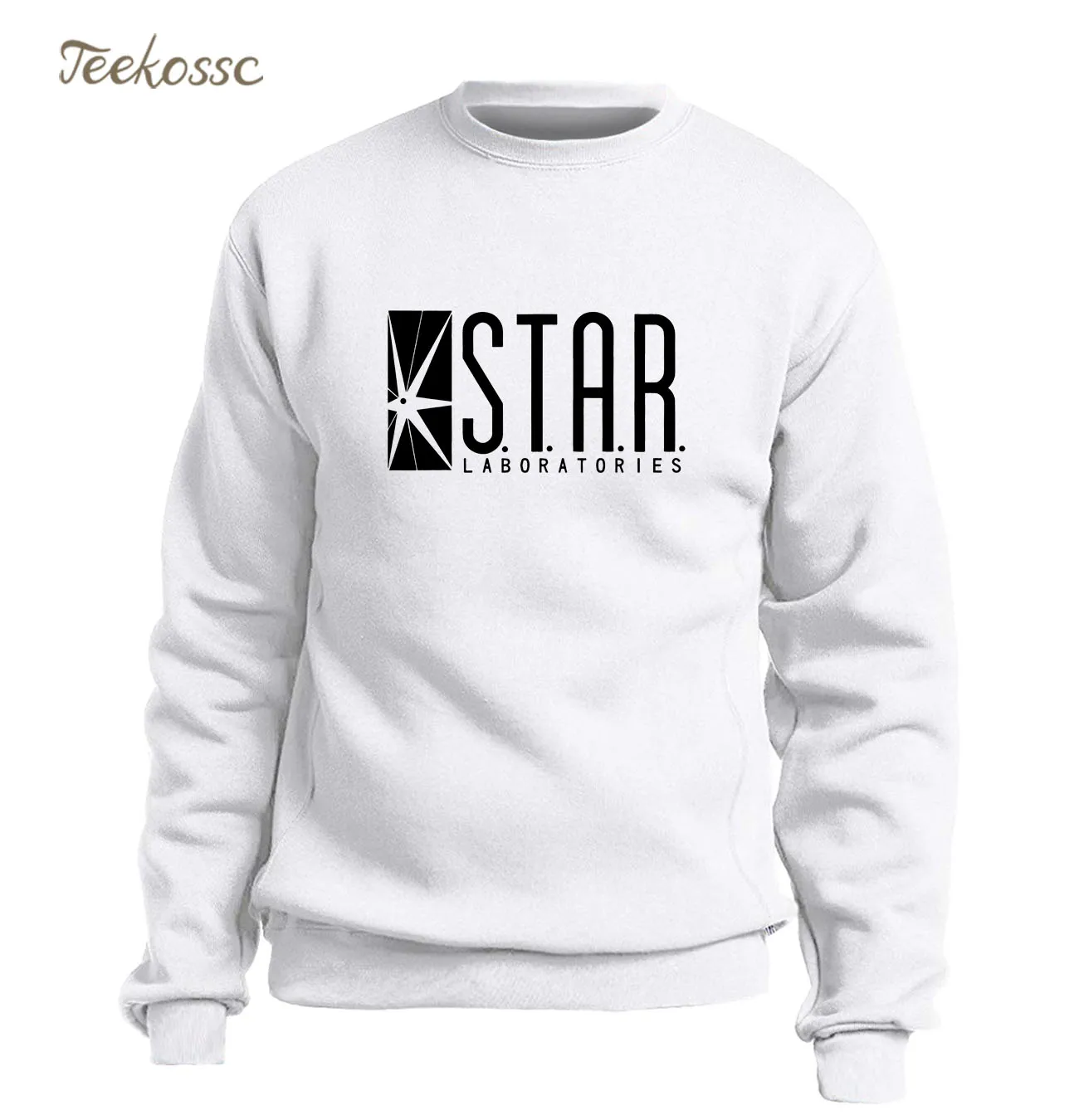 Мужская Флисовая Толстовка Star Labs Черная с принтом Супермена из комиксов флэш