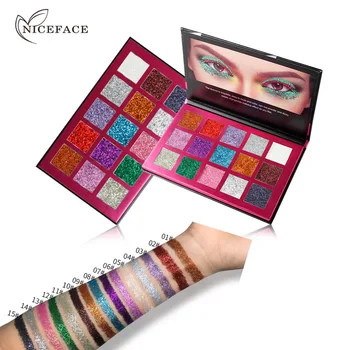 

Niceface 15 Colors Waterproof Glitter Eyeshadow Palette Metals Powder Shimmer Eye Shadow Pigments Kits Diamond Rainbow Make Up