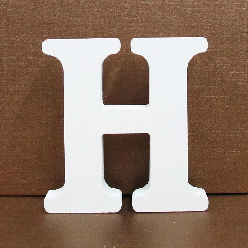 1pc 8cm 0-9 A-Z Free Standing White Wooden Numbers Letters Personalised Word Name Design Creative Art Craft Wedding Home Decor - Цвет: H