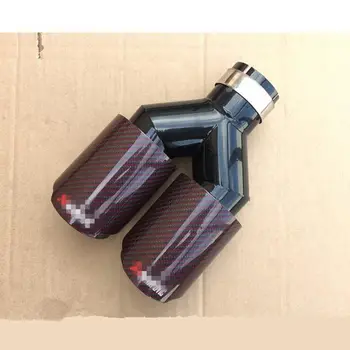 

63mm Inlet 89mm Outlet Stainless Steel Car Exhaust Tip For Akrapovic Red Carbon Fiber Exhaust Muffler Dual Tips for any cars