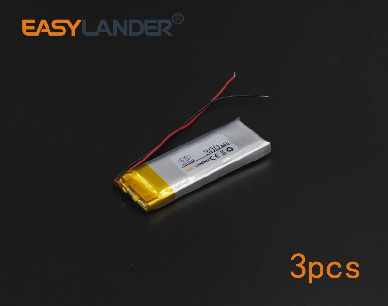 

3pcs/Lot 3.7V 300mAh 501645 Rechargeable li Polymer Li-ion Battery For bluetooth headset mouse Bracelet Wrist Watch 051645