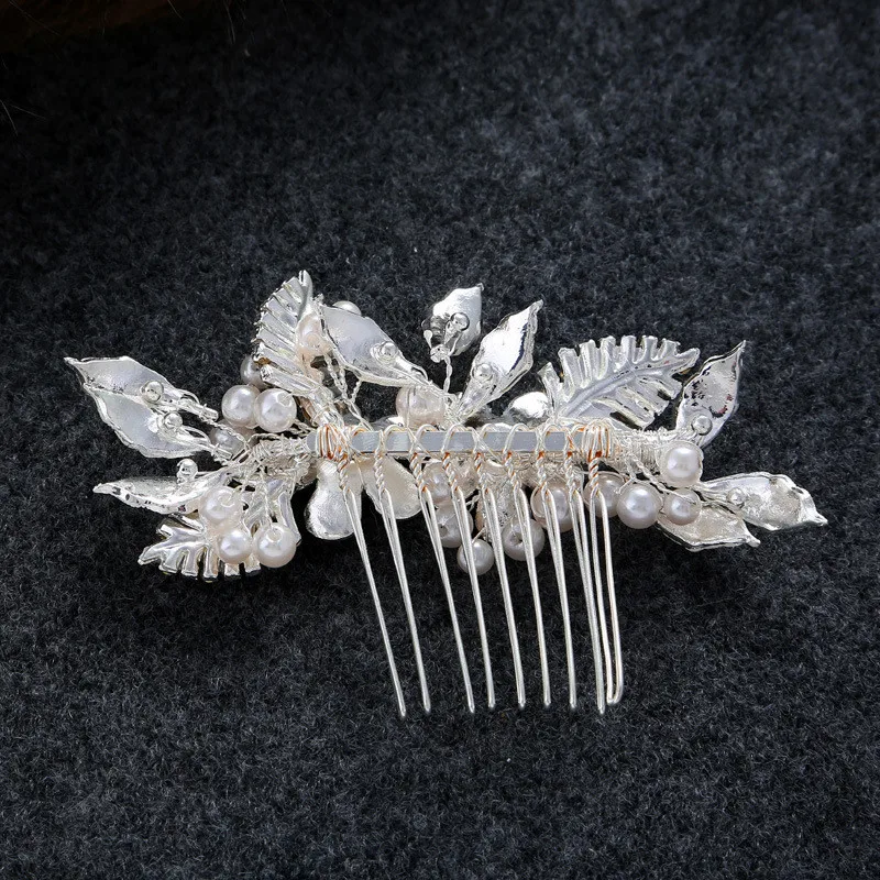 Jonnafe горный хрусталь цветок свадебный гребень для волос клип серебряная тиара ручной работы кристалл в форме листика свадебный головной убор для вечеринок