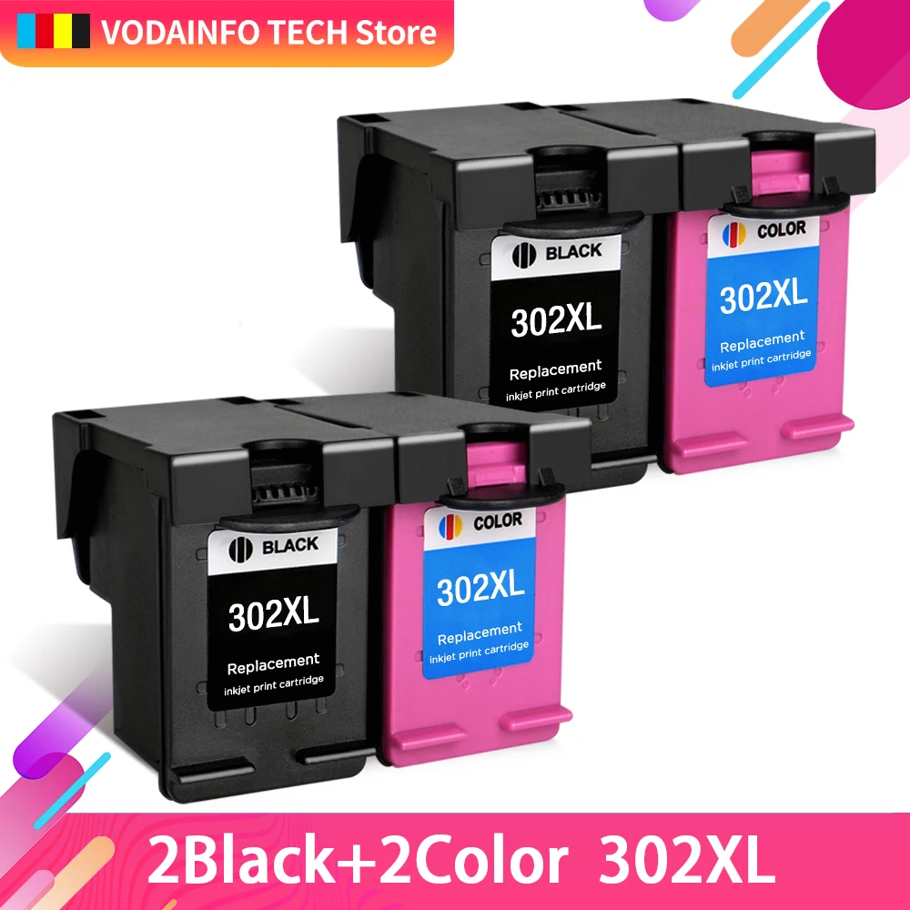 Совместимый картридж QSYRAINBOW с черными чернилами для HP302xl 302 HP302 Deskjet 2130 1110 3630 Officejet