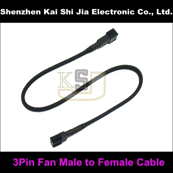 

Free Shipping Quality Multicolor Sleeved 3 Pin Fan Male to Female Extention Cable - 30cm