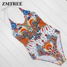 ZMTREE, купальник с принтом, сдельный купальник, на шнуровке, боди с открытой спиной, Maillot De Bain, женская пляжная одежда,, купальный костюм, Femme XL