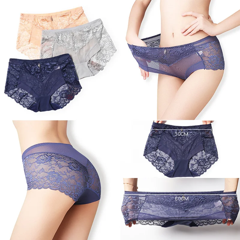 

Women Sexy Panties 2019 Summer New Femme Panties Hollow Lace Mid-rise Comfortable No Trace Micro-transparent Girl's Underwear