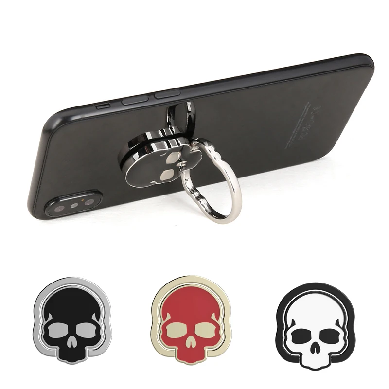 Innovative Skull Shape Mobile Phone Ring Holder 360 Rotation Adjustable Metal Alloy Cell Phone Finger Ring Holder for Samsung