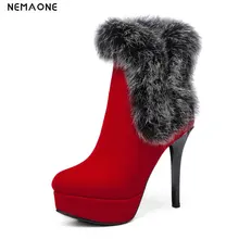 NemaoNe Sexy Ultra High Heels Shoes Woman Female Round Toe snow Boots Thick Heel Platform Women Shoes Ankle Boots