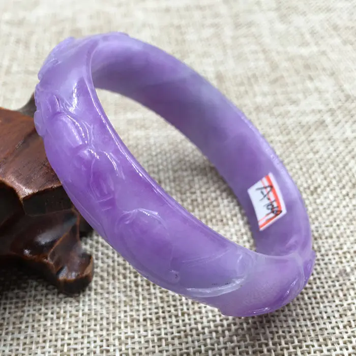

1049 Vintage China Hand-carved Lavender Purple Jadeite Jade Bangle Bracelet 57mm 28% 10.13