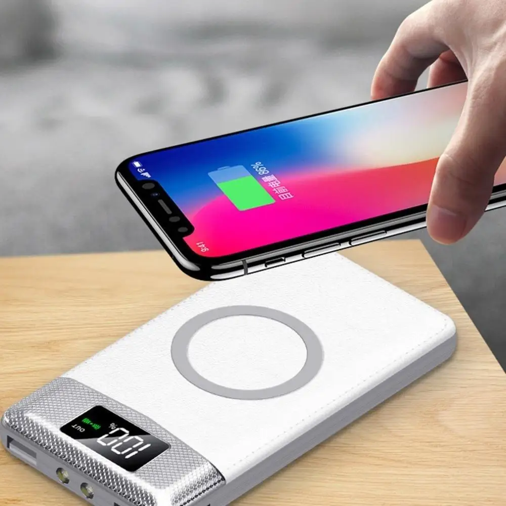 Bank 20000mah Charger Battery Charger Wireless Portable External Built-in Wireless Power 8plus for Bank Powerbank 8
