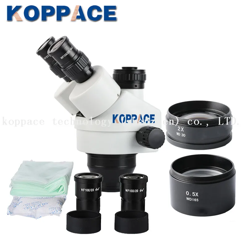 KOPPACE 3.5X-90X увеличение Тринокулярный Стерео Зум телефон ремонт микроскоп 10X окуляры включает в себя 0.5X и 2.0X цель