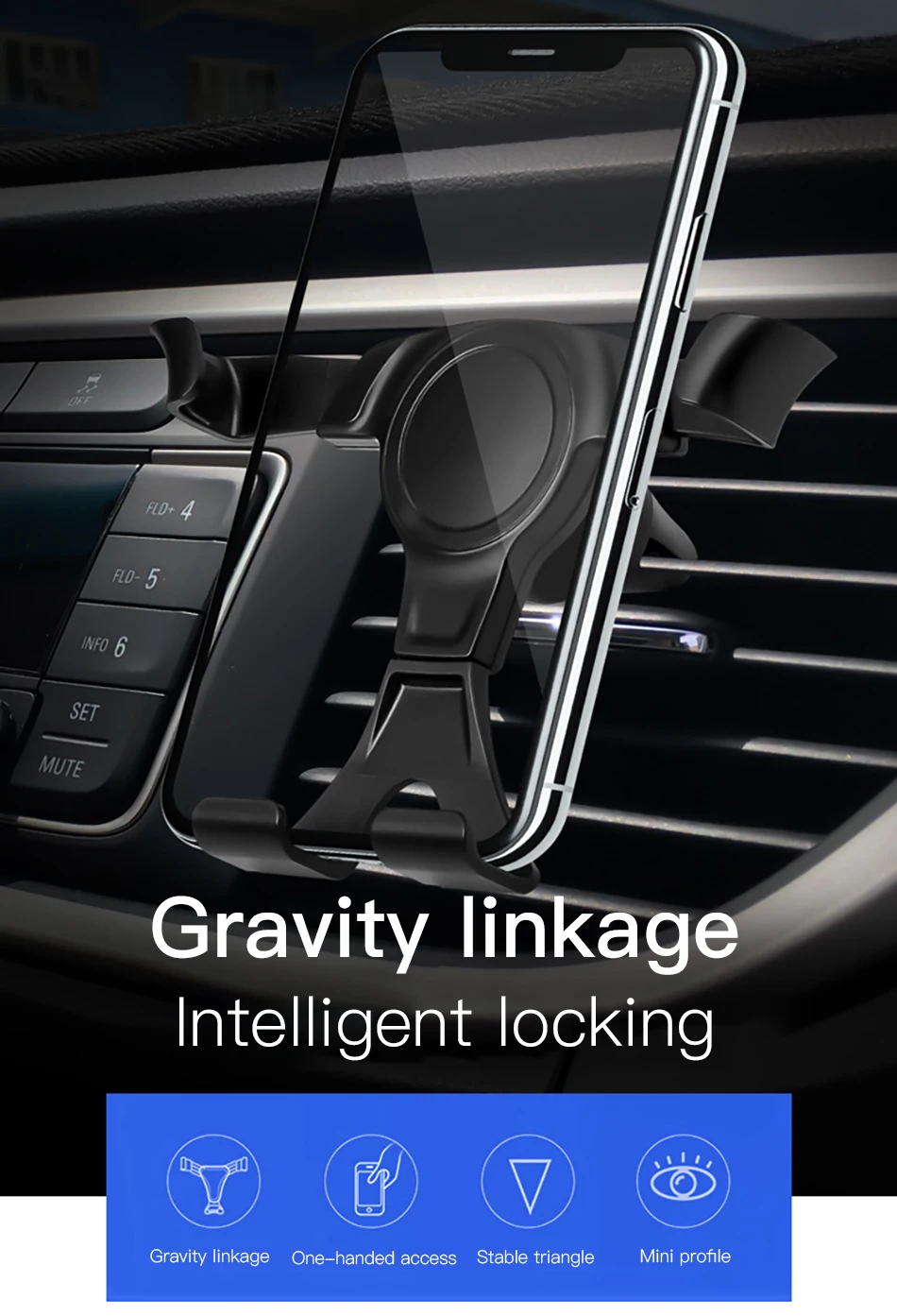 !ACCEZZ Gravity Car Phone Holder Air Vent Mount Stand Universal in Car For iPhone 7 8 XS Samsung Huawei GPS Mobile Phone Bracket (1)