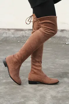 

2018 women thigh high boots over the knee motorcycle boots winter and autumn woman shoes plus size 3-12 botas mujer femininas