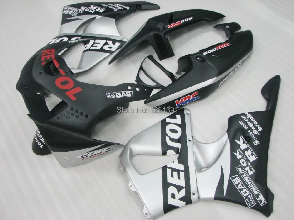 100%NEW body for 919RR 98 99 HONDA CBR900RR 919 REPSOL CBR 900RR 1998 1999 CBR919RR black silver fairing kits | Автомобили и