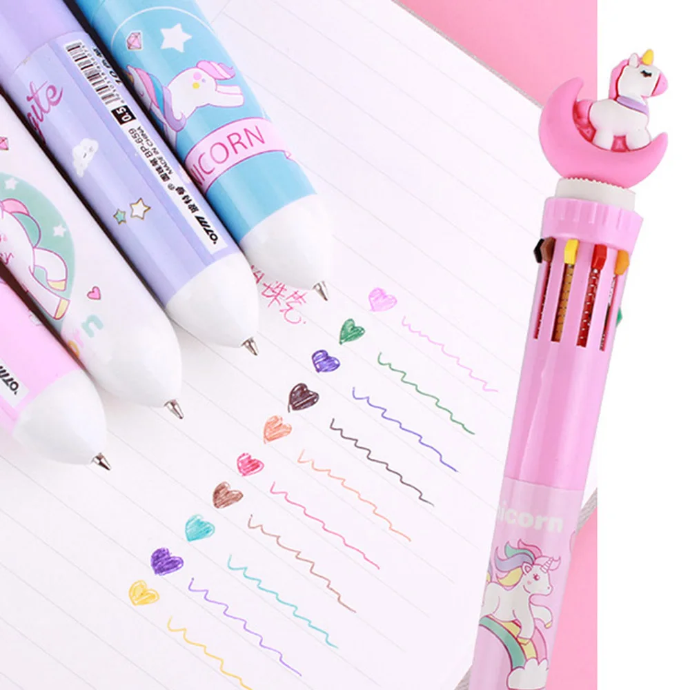 Creative-Cartoon-10-Colors-Moon-Unicorn-Ballpoint-Pens-Multi-color-Press-Ball-Pen-Marker-Pen-0