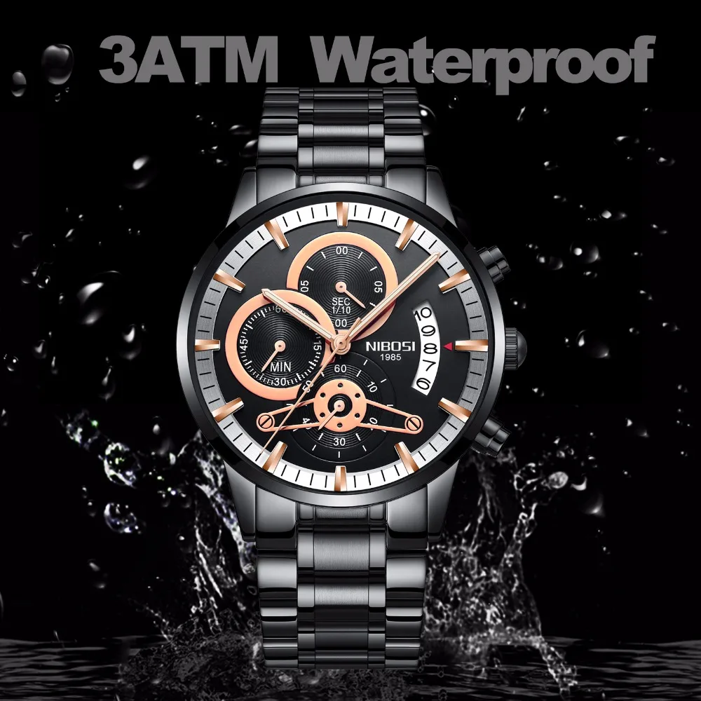 NIBOSI мужские s часы лучший бренд класса люкс модные часы мужские спортивные кварцевые часы полностью стальные деловые водонепроницаемые часы Relogio Masculino