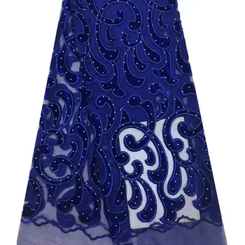 

Tulle lace with velvet fabric African french lace fabric high quality 2018 embroidered fabric lace nigerian fabrics with sequins