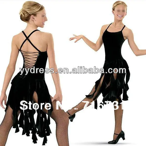 Buy Classic Black Velvet Backless Tap Dance Costume Tap Dancing Dresses from