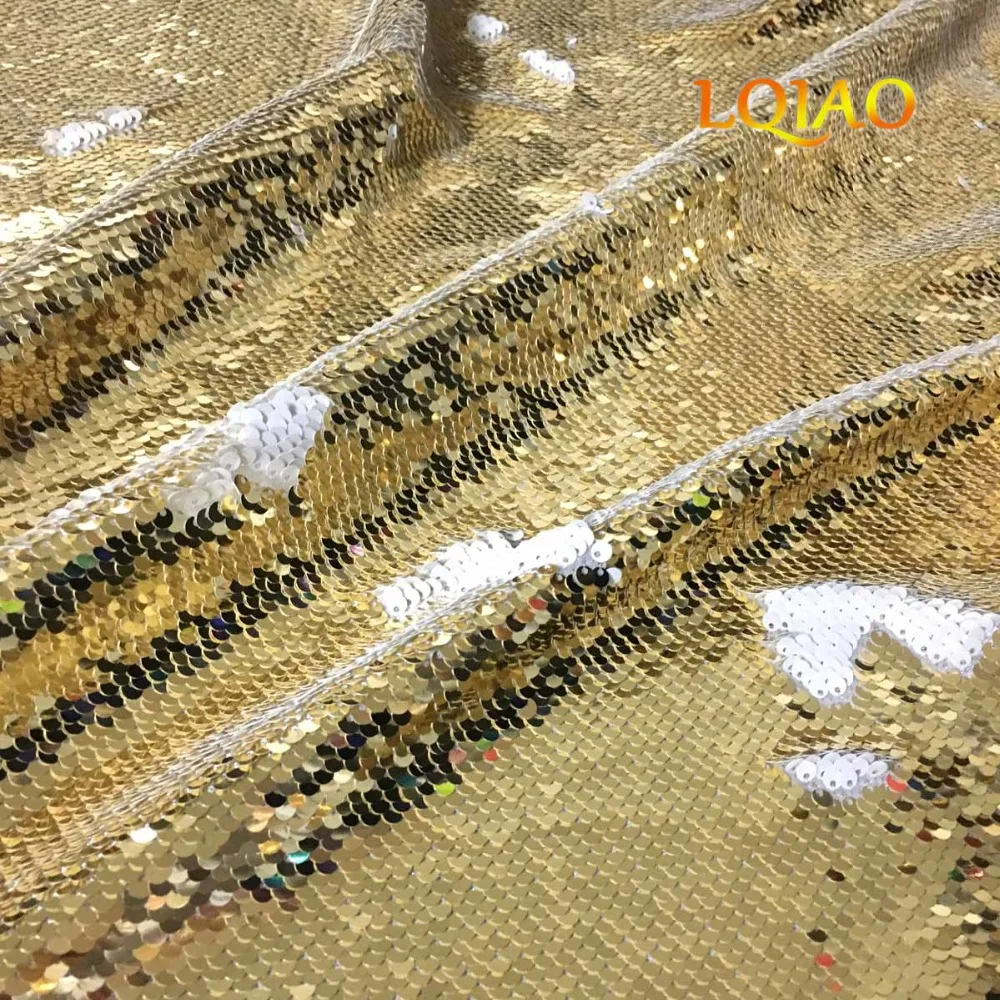 Light Gold White sequin fabric-003