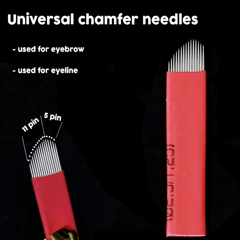 

100pcs Chamfer blade 15 Pin Permanent Makeup Eyebrow Tattoo Blade Microblading Needles For 3D Embroidery Manual Tattoo Pen